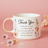 Thank You Floral Stoneware Mug 300ml - Off White & Peach
