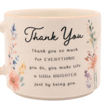 Thank You Floral Stoneware Mug 300ml - Off White & Peach