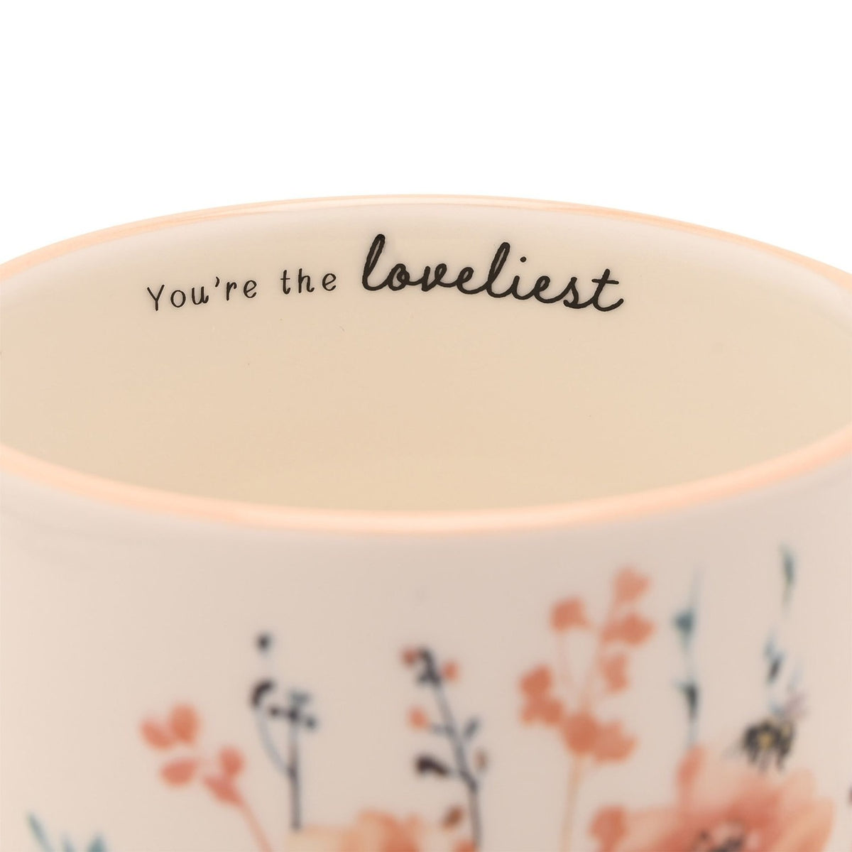 Thank You Floral Stoneware Mug 300ml - Off White & Peach