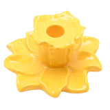 Daffodil Ceramic Candle Holder with Petal Base - Yellow