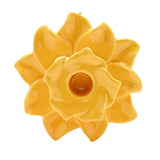 Daffodil Ceramic Candle Holder with Petal Base - Yellow