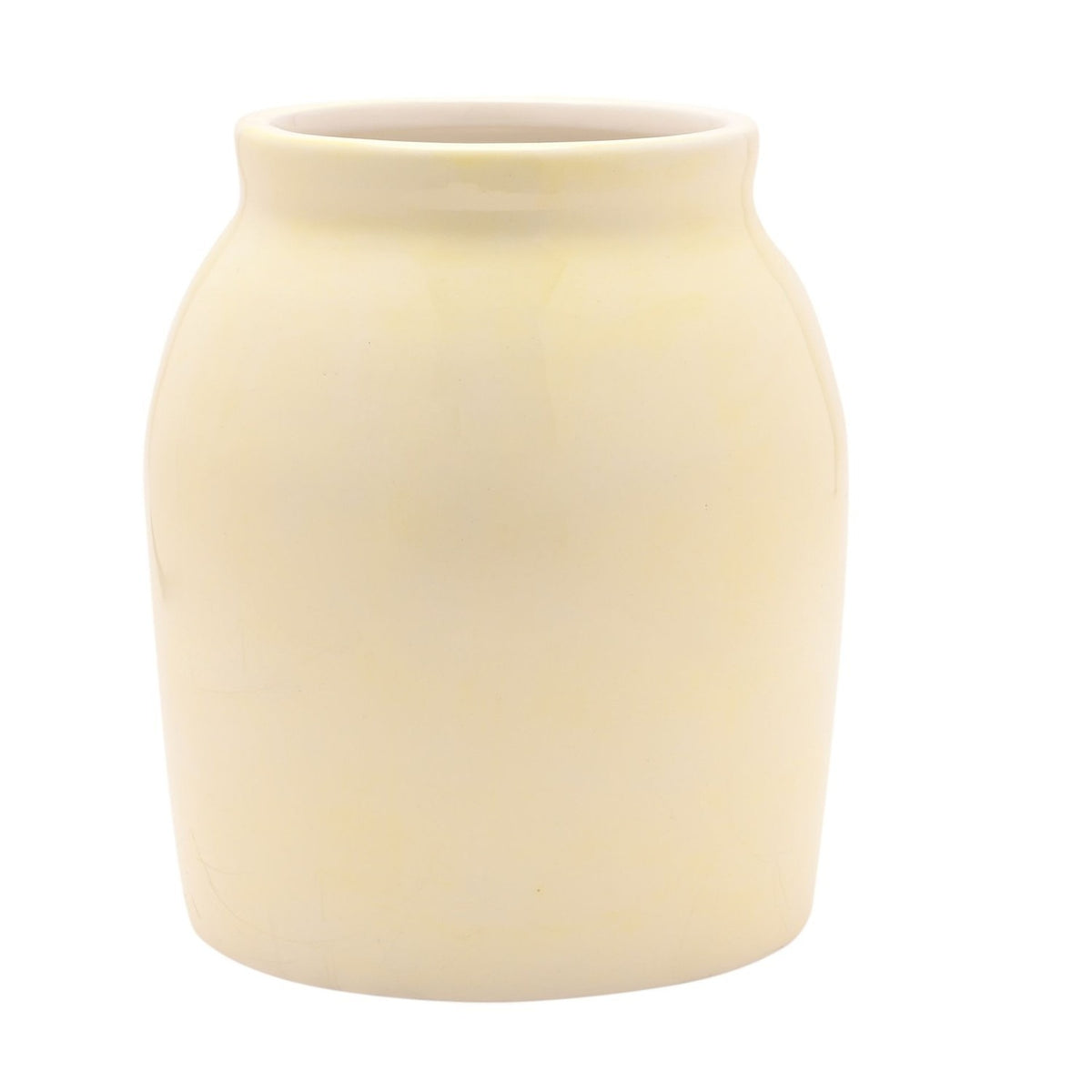 Handpainted Raised Sunflower Round Ceramic Vase - White