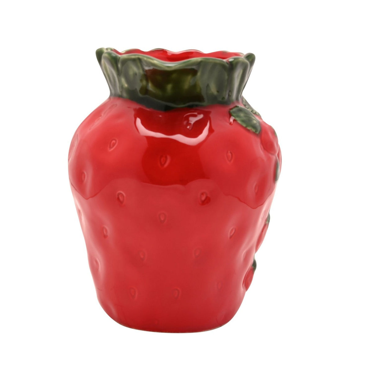 Strawberry and Leaves Ceramic Jug with Handle 1400ml - Red