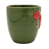 Strawberry & Leaves Ceramic Mug with Twisted Handle - Green