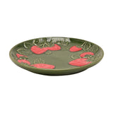 Round Raised Strawberry & Leaves Ceramic Side Plate - Green