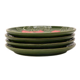 Round Raised Strawberry & Leaves Ceramic Side Plate - Green