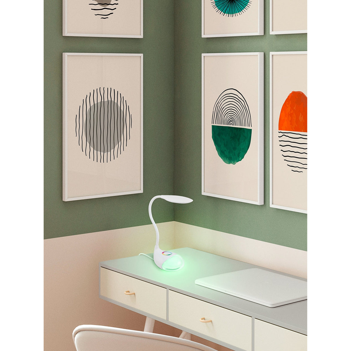 Telarne Colour Changing LED Touch Table Lamp - White