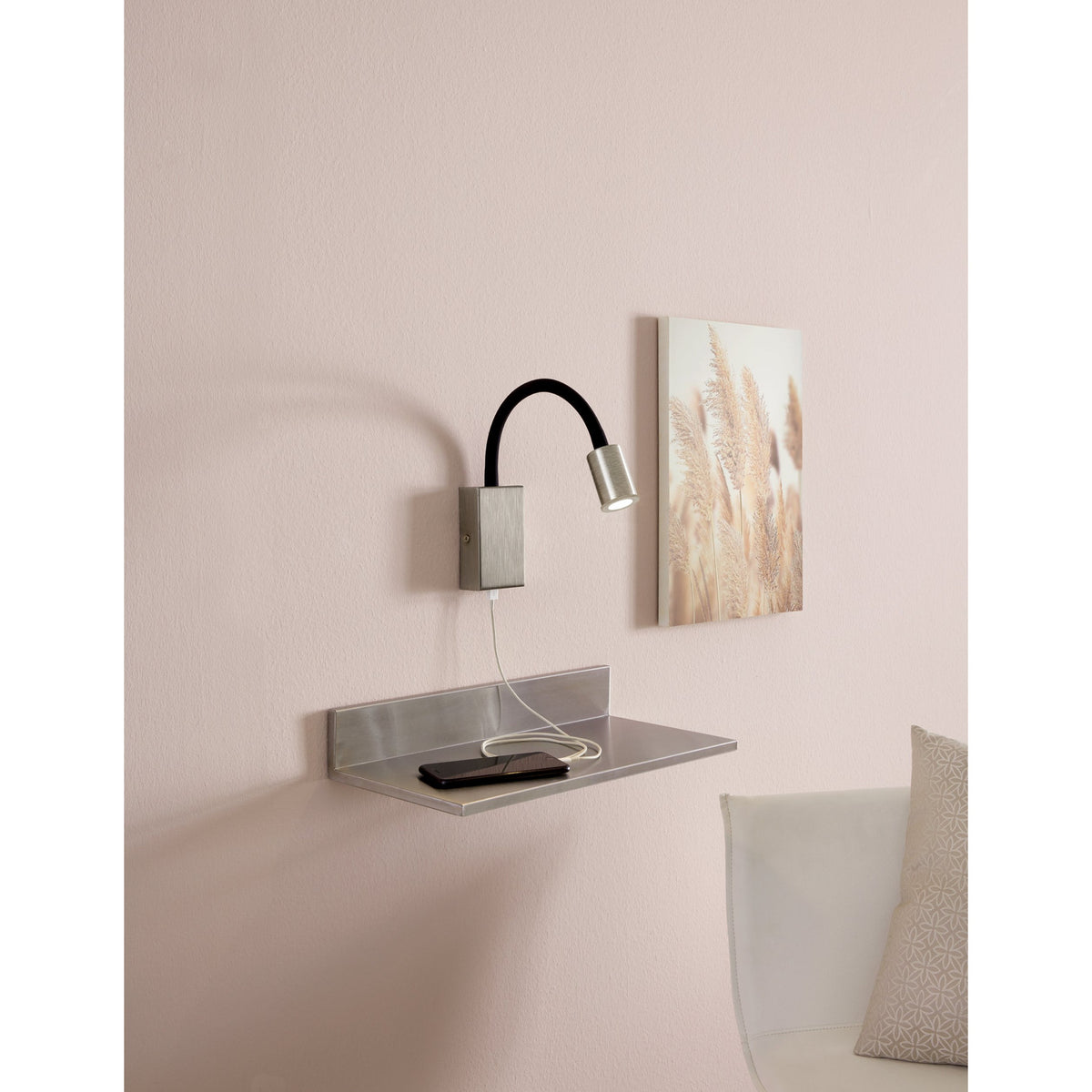 Telmena LED Wall Light - Satin Nickel & Black