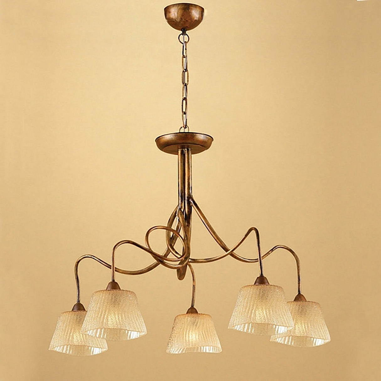 Tentacle 78cm 5 Light Chandelier - Rustic Gold