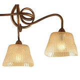 Mantra Tentacle semi-flush ceiling light detail showing rustic gold curved arms with two frosted amber glass shades.