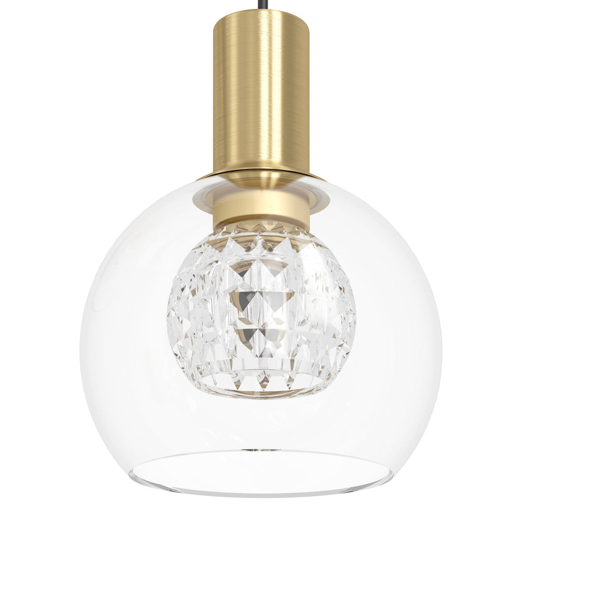 Terque Clear Glass 6 Light Pendant - Black & Brushed Brass