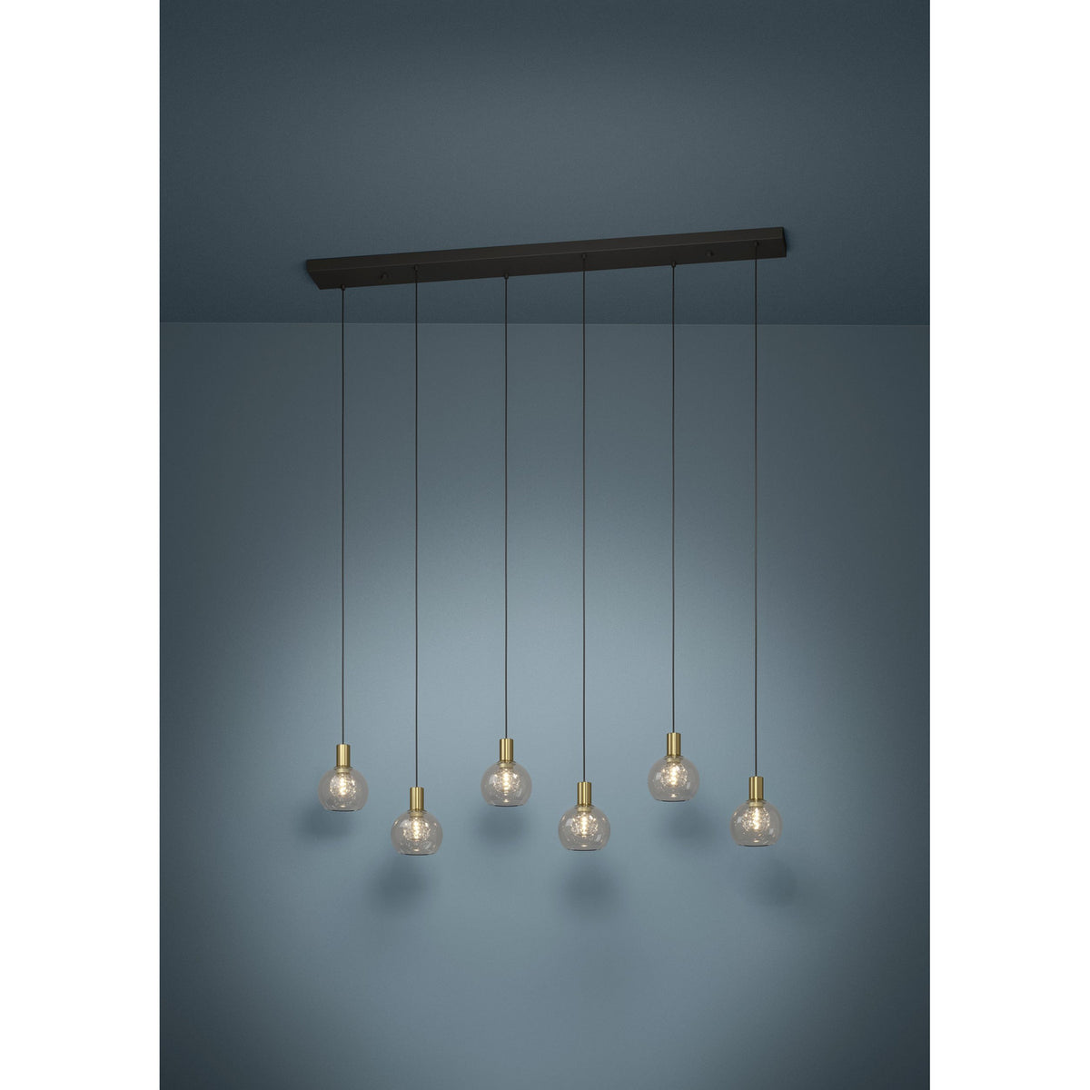 Terque Clear Glass Linear Pendant Light - Black & Brushed Brass