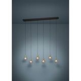 Terque Clear Glass Linear Pendant Light - Black & Brushed Brass