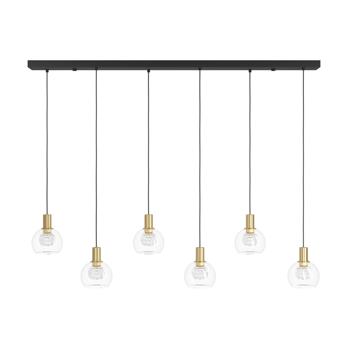 Terque Clear Glass Linear Pendant Light - Black & Brushed Brass