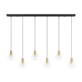 Terque Clear Glass Linear Pendant Light - Black & Brushed Brass
