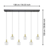 Terque Clear Glass Linear Pendant Light - Black & Brushed Brass