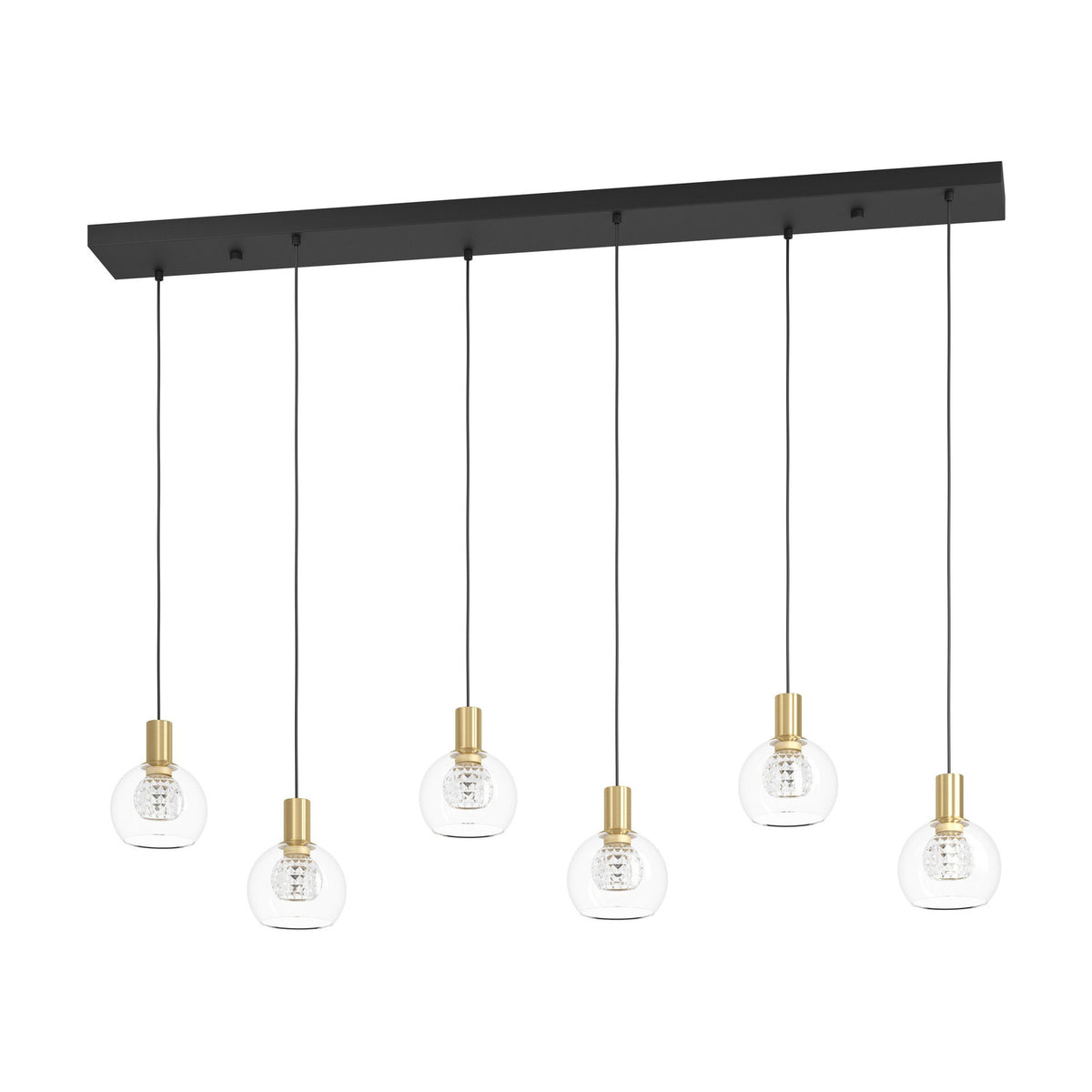 Terque Clear Glass Linear Pendant Light - Black & Brushed Brass