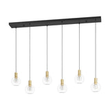 Terque Clear Glass Linear Pendant Light - Black & Brushed Brass