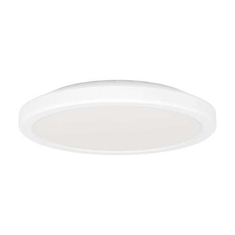 Testara-E LED flush ceiling light, 21.1cm round white plastic fixture with white diffuser, low-profile design, shown on a plain white background.