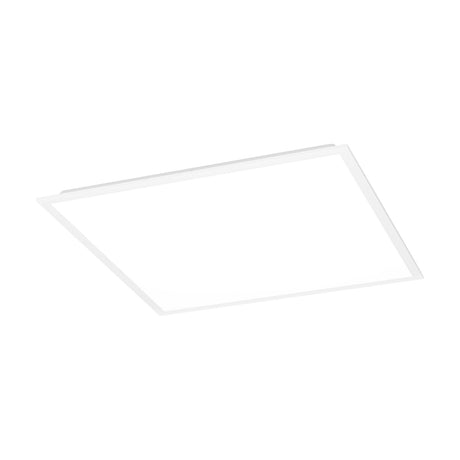 Tesvelle square LED ceiling panel light, 59.5 x 59.5cm, with a slim white frame and white plastic diffuser, shown at an angle on a plain white background.
