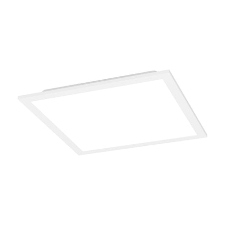 Tesvelle square LED ceiling panel light, 29.5 x 29.5cm, with white steel frame and white plastic diffuser, shown at an angle on a plain white background.