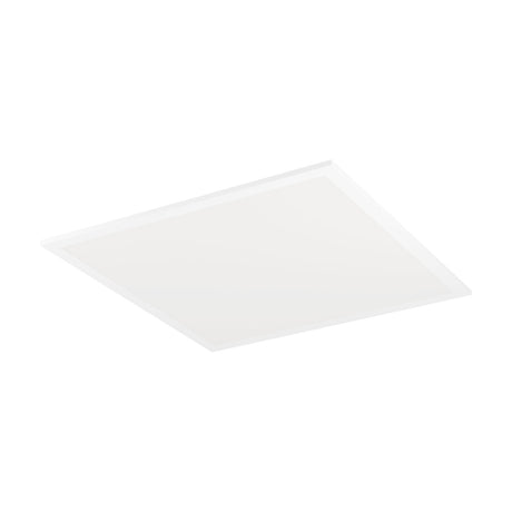 Tesvelle square LED ceiling panel light, 39.3 x 39.3cm, with a white steel frame and white plastic shade, shown at an angle against a plain white background.