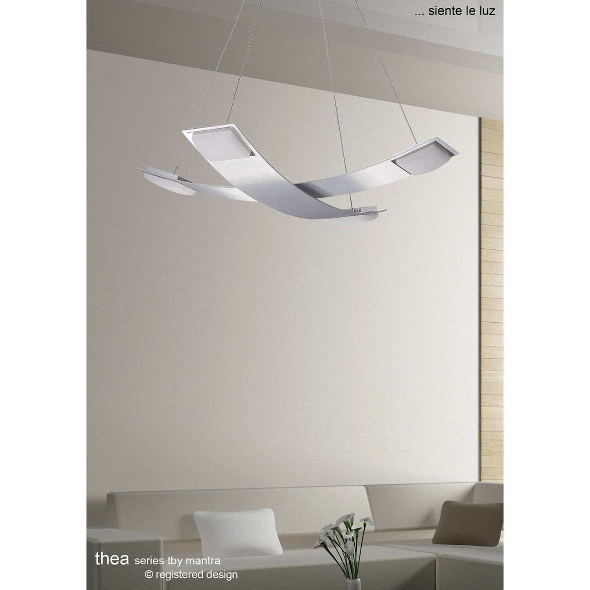 Thea Square LED Suspension Light - Satin Chrome