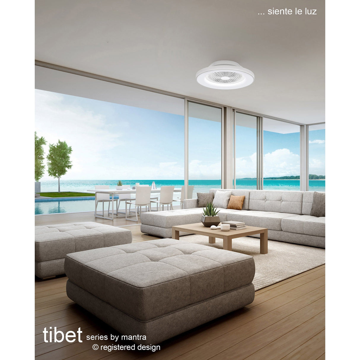 Tibet CCT Dimmable LED Ceiling Retractable Fan Light With Remote & Voice Control - White