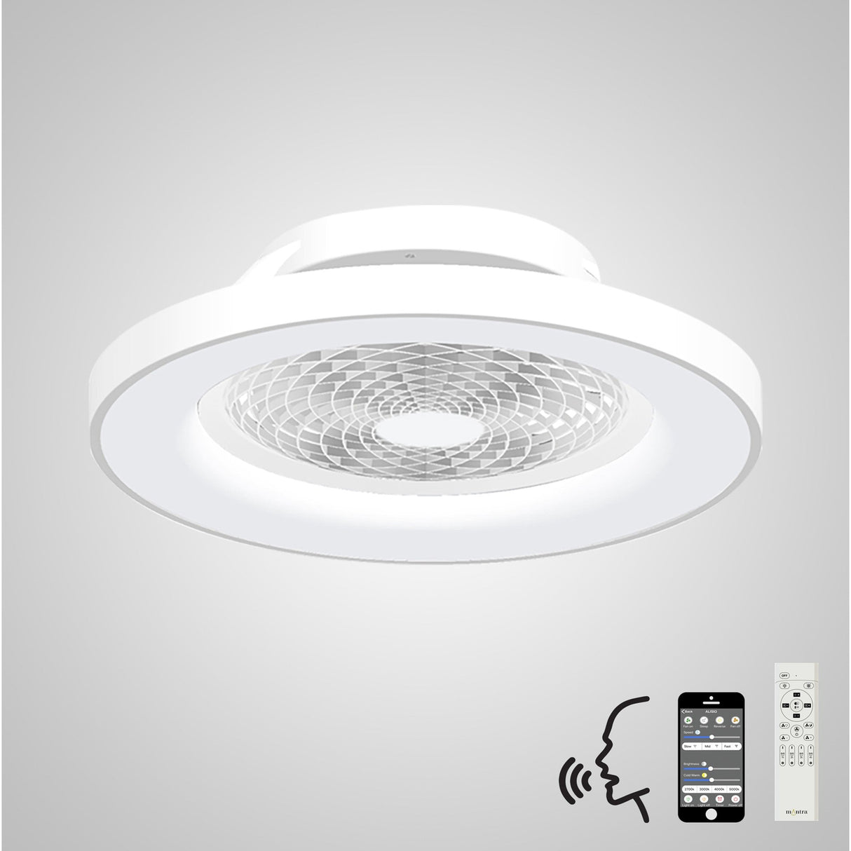 Tibet CCT Dimmable LED Ceiling Retractable Fan Light With Remote & Voice Control - White