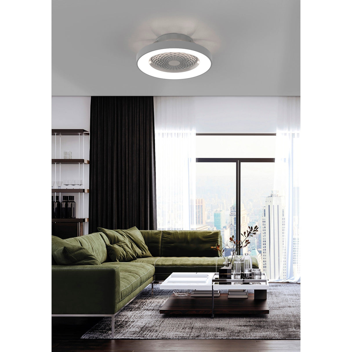 Tibet CCT Dimmable LED Ceiling Retractable Fan Light With Remote & Voice Control - Silver