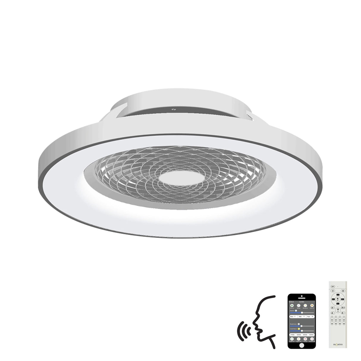 Tibet CCT Dimmable LED Ceiling Retractable Fan Light With Remote & Voice Control - Silver