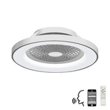Tibet CCT Dimmable LED Ceiling Retractable Fan Light With Remote & Voice Control - Silver