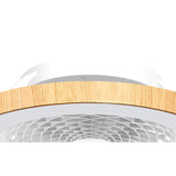 Tibet CCT Dimmable LED Ceiling Retractable Fan Light With Remote & Voice Control - Brown/White