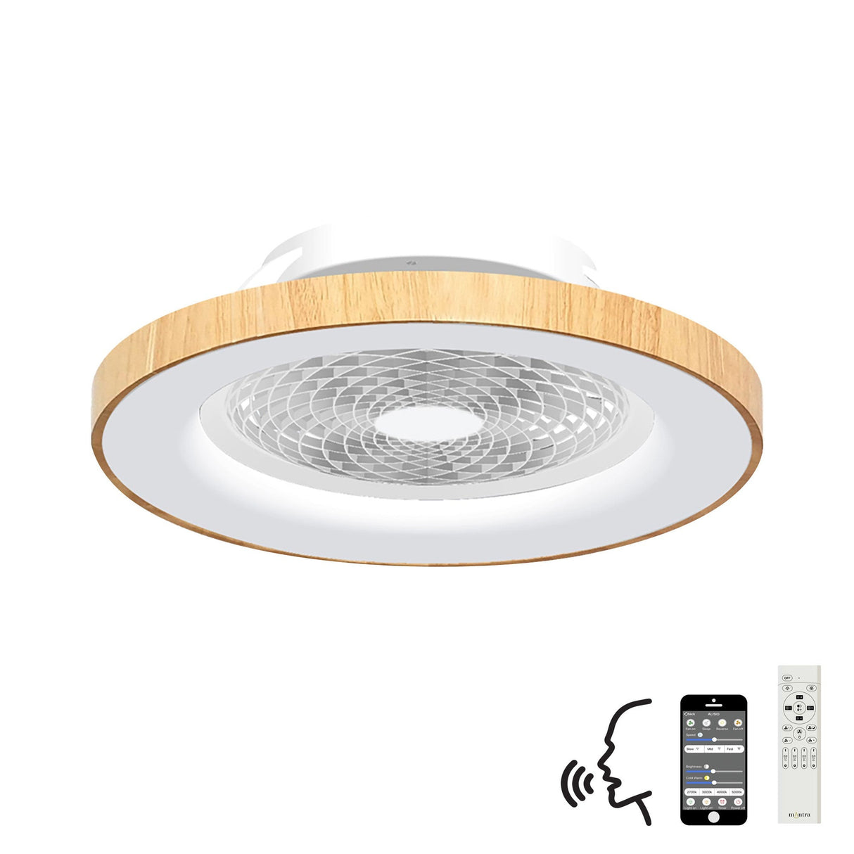 Tibet CCT Dimmable LED Ceiling Retractable Fan Light With Remote & Voice Control - Brown/White