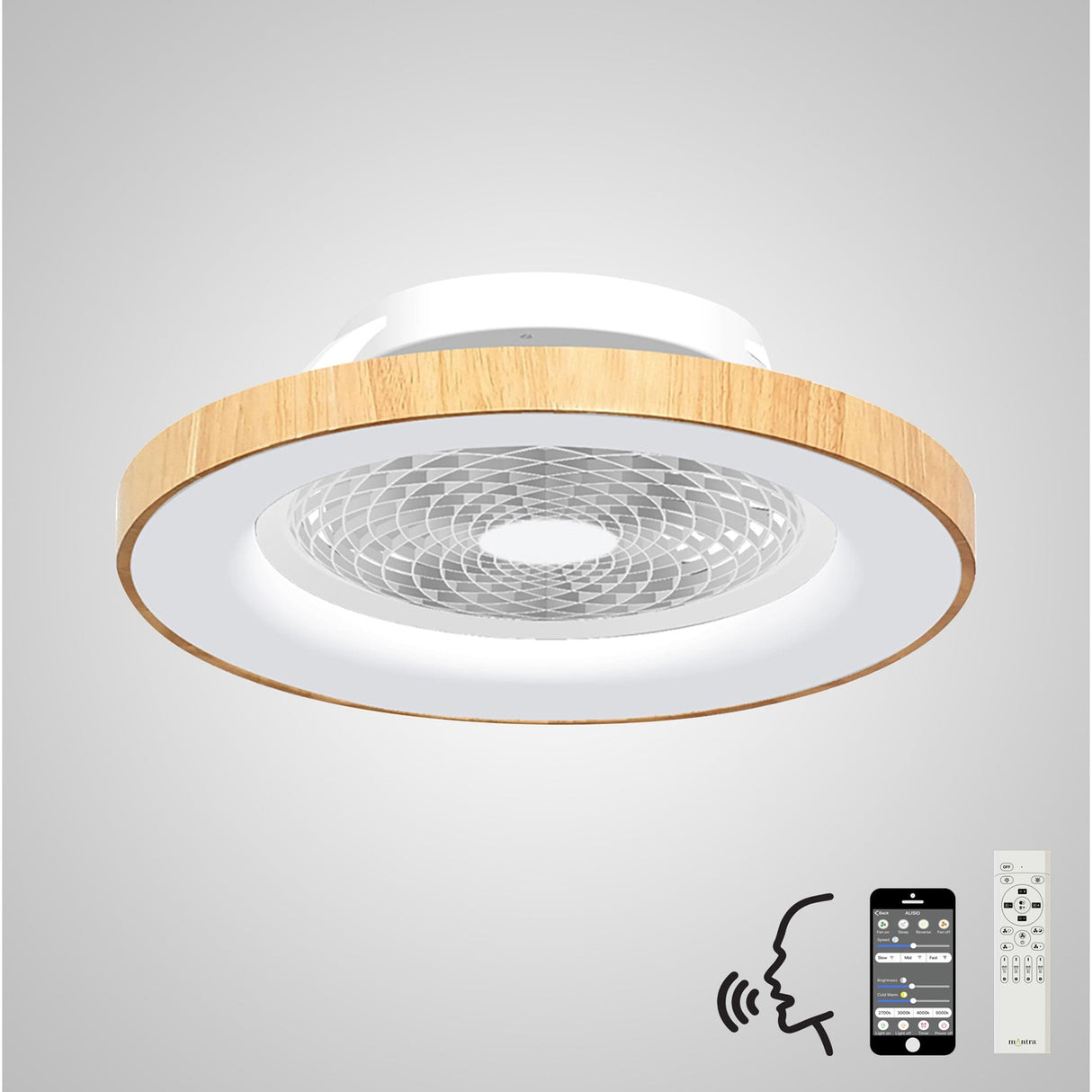 Tibet CCT Dimmable LED Ceiling Retractable Fan Light With Remote & Voice Control - Brown/White