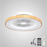 Tibet CCT Dimmable LED Ceiling Retractable Fan Light With Remote & Voice Control - Brown/White