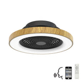 Tibet CCT Dimmable LED Ceiling Retractable Fan Light With Remote & Voice Control - Brown/Black