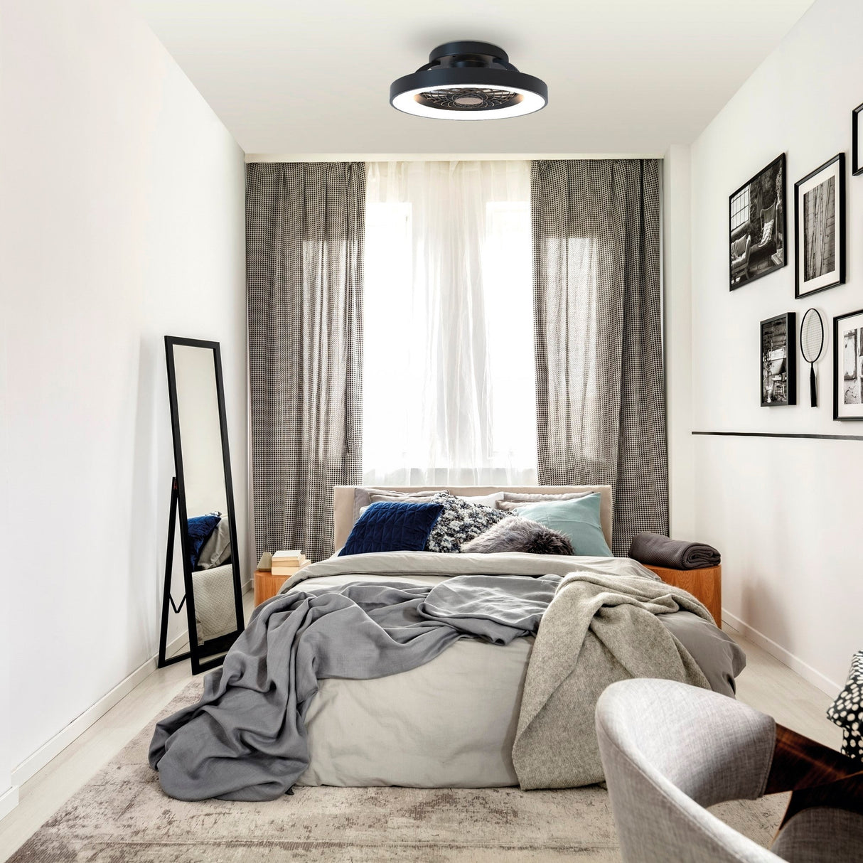 Tibet Mini CCT Dimmable LED Ceiling Retractable Fan Light With Remote - Black