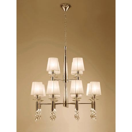 Tiffany 2 Tier 24 Light Crystal Chandelier - Gold With Cream Shades