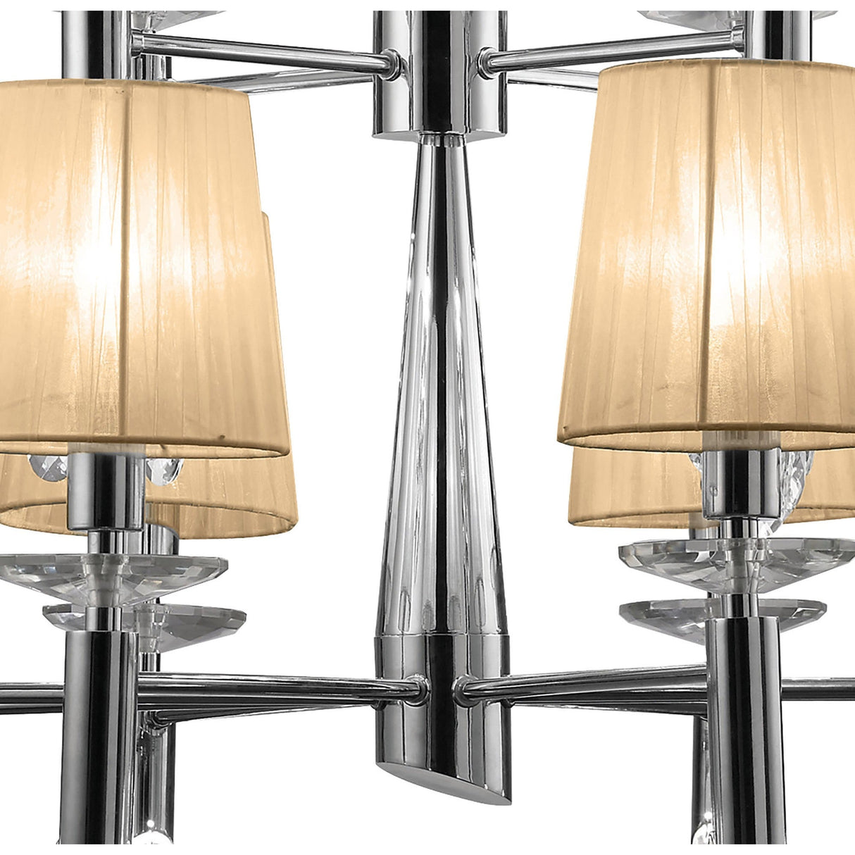 Tiffany 2 Tier 24 Light Crystal Chandelier - Chrome With Bronze Shades