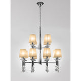 Tiffany 2 Tier 24 Light Crystal Chandelier - Chrome With Bronze Shades