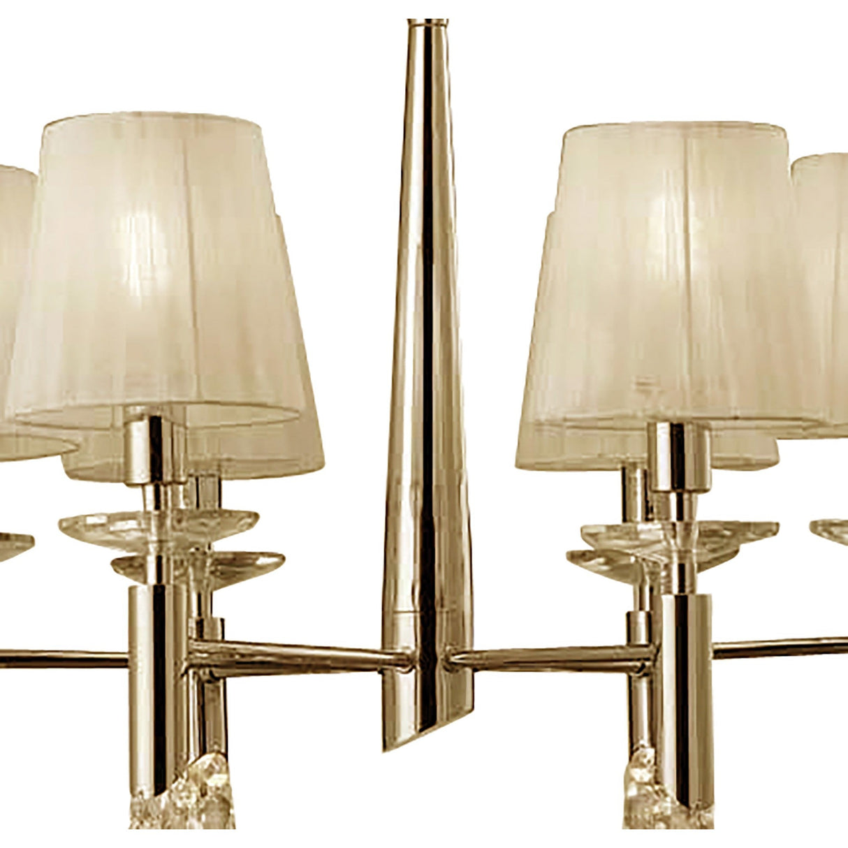 Tiffany 12 Light Crystal Chandelier - Gold With Cream Shades