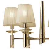Tiffany 12 Light Crystal Chandelier - Gold With Cream Shades