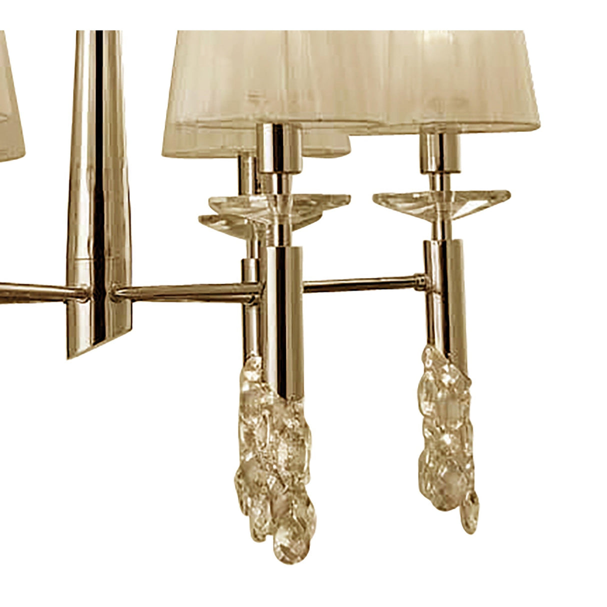Tiffany 12 Light Crystal Chandelier - Gold With Cream Shades