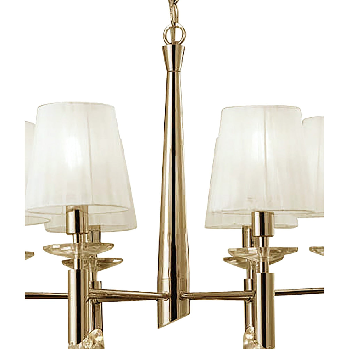 Tiffany 12 Light Crystal Chandelier - Gold With White Shades