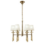 Tiffany 12 Light Crystal Chandelier - Gold With White Shades