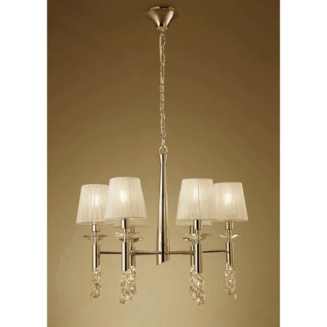 Tiffany 12 Light Crystal Chandelier - Gold With Cream Shades