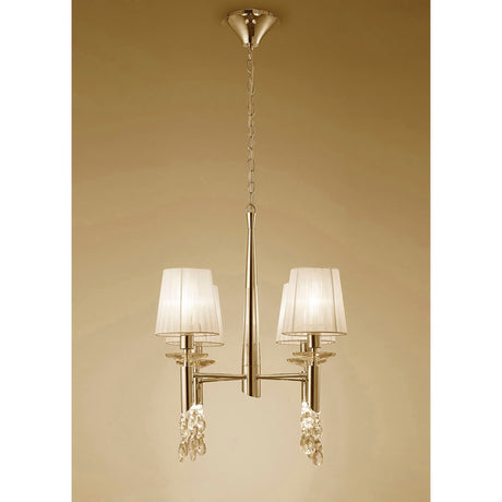 Tiffany 8 Light Crystal Chandelier - Gold With Cream Shades