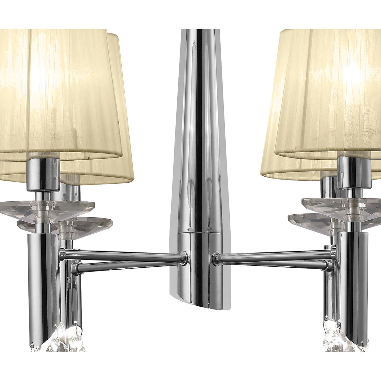 Tiffany  8 Light Crystal Chandelier - Chrome With Cream Shades