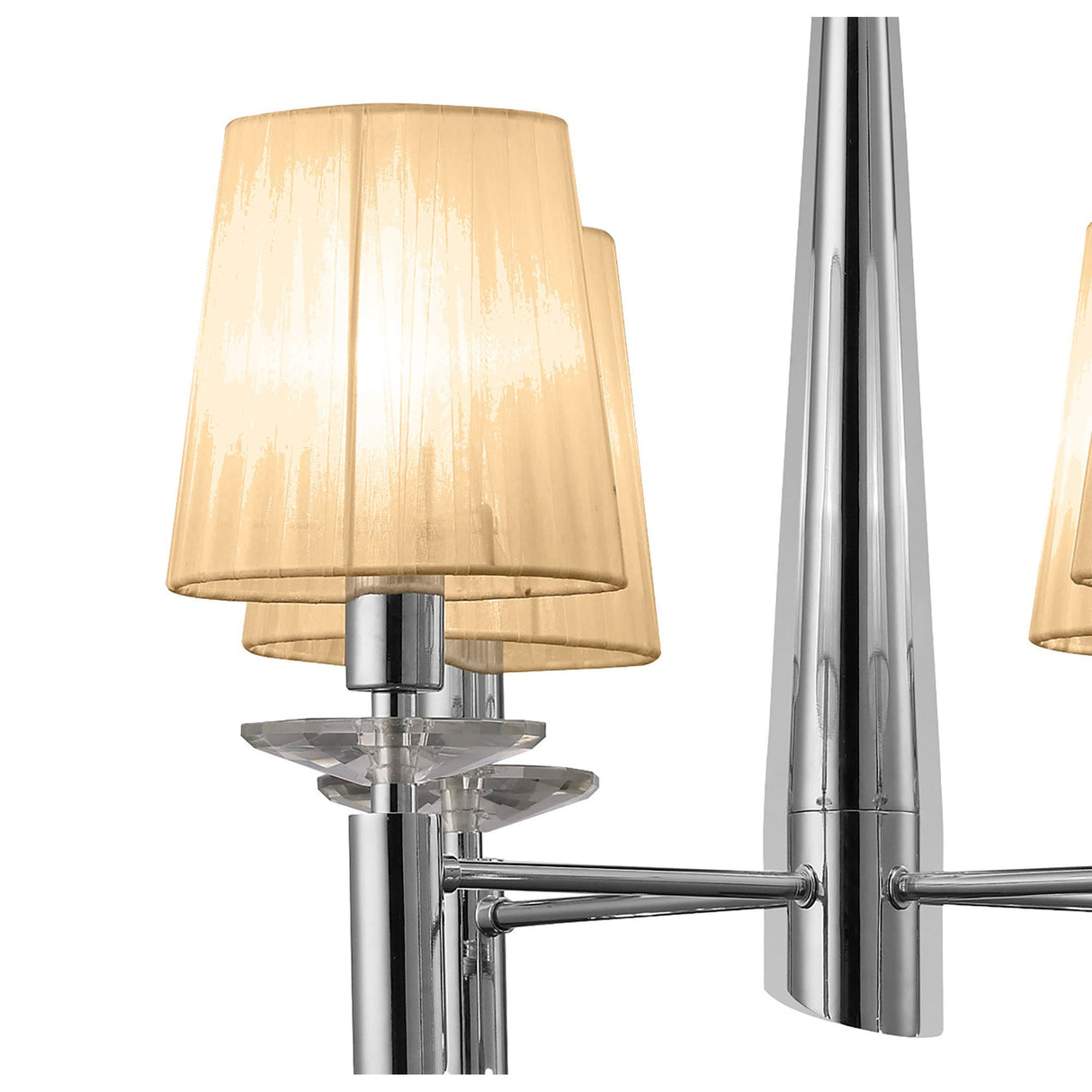 Tiffany 8 Light Crystal Chandelier - Chrome With Bronze Shades